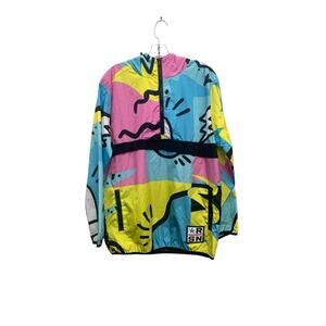 Reason Brand Peace Sign RELAX ANORAK Abstract Mesh Lined Windbreaker Men's L NEW